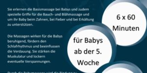 Ab dem 02.03.2023 findet ein Babymassage Kurs statt.